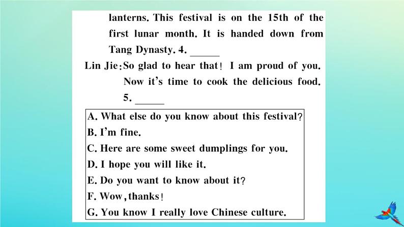 英语外研版九年级上册同步教学课件module2 public holidays unit2 we have celebrated the festival since the first pioneers arrived in america习题08