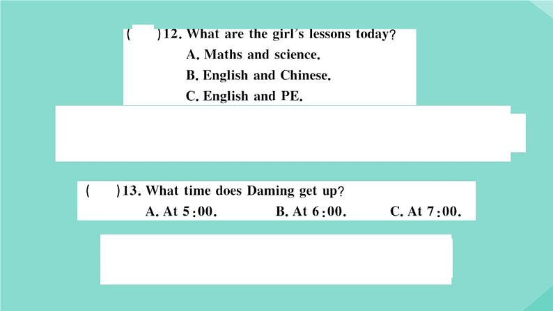 英语外研版七年级上册同步教学课件module 5 my school day 检测卷07