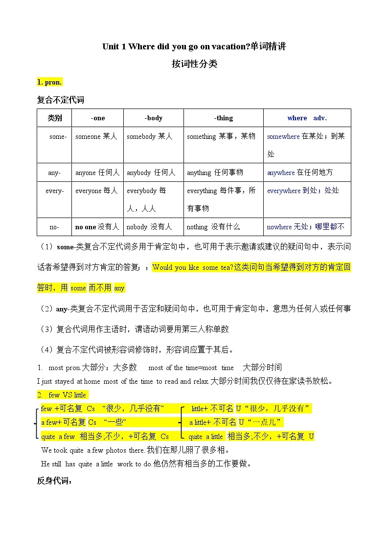 Unit1 单词讲解及词性转换 2022-2023学年人教版八年级英语上册第1页