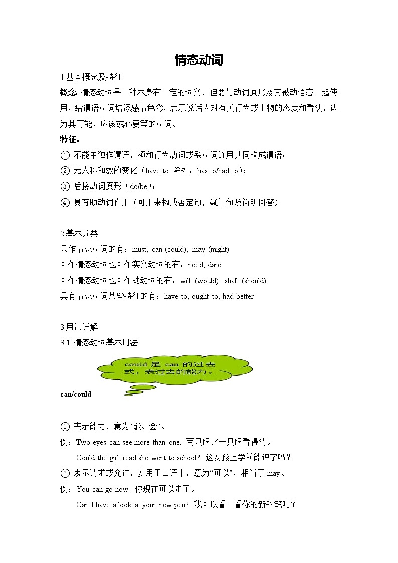 2022年中考复习之情态动词语法专项讲义第1页
