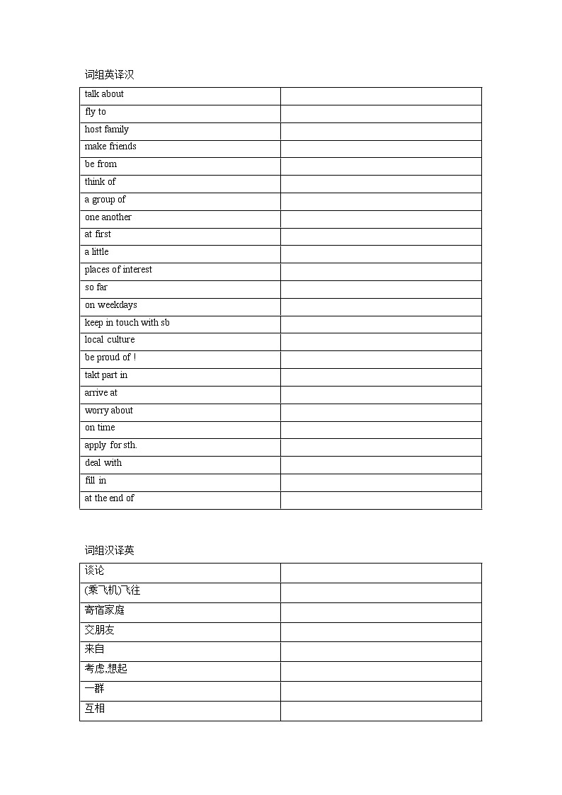 Module 3Unit 5单词、词组默写清单2022-2023学年牛津深圳版英语八年级上册(含答案) 试卷03