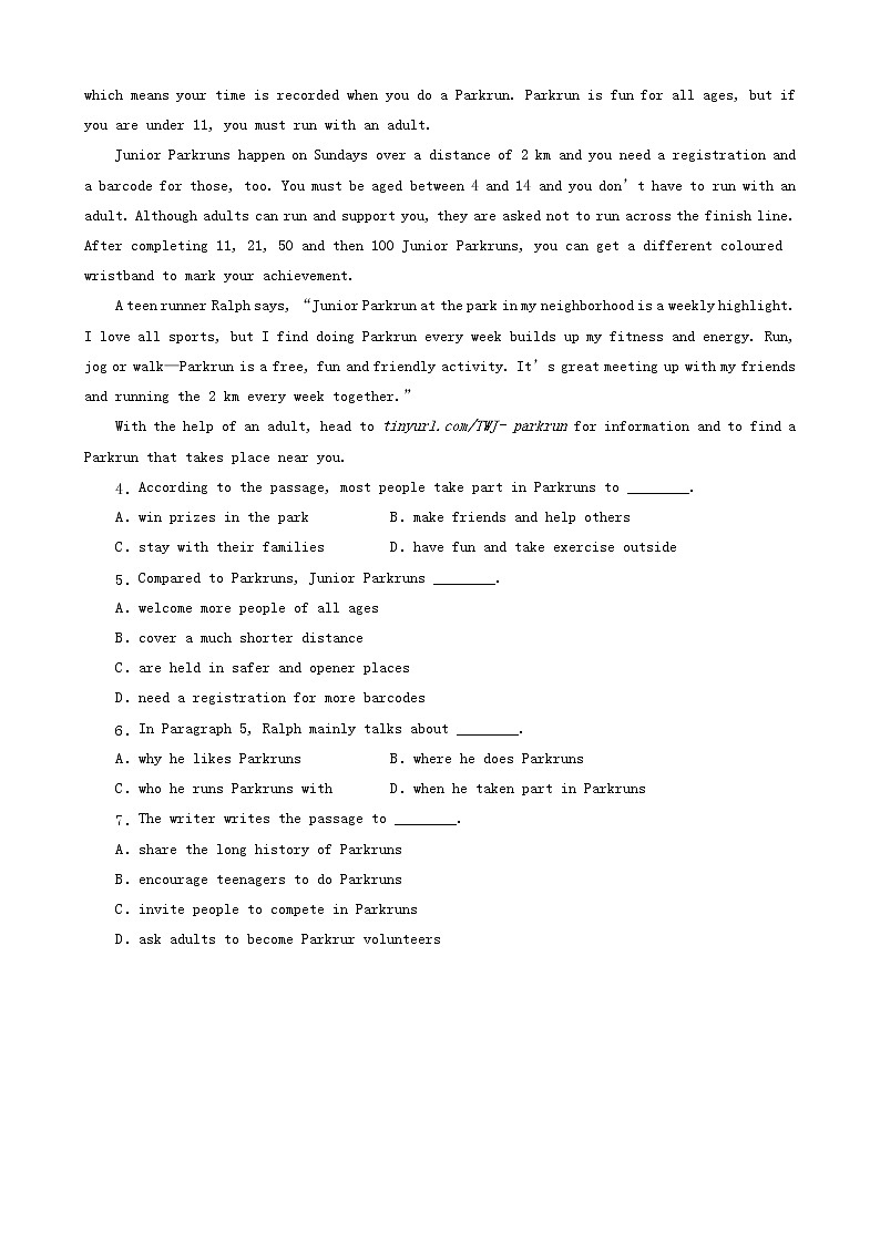 浙江省丽水市三年（2020-2022）中考英语真题分题型分层汇编-02阅读单选&阅读填空03