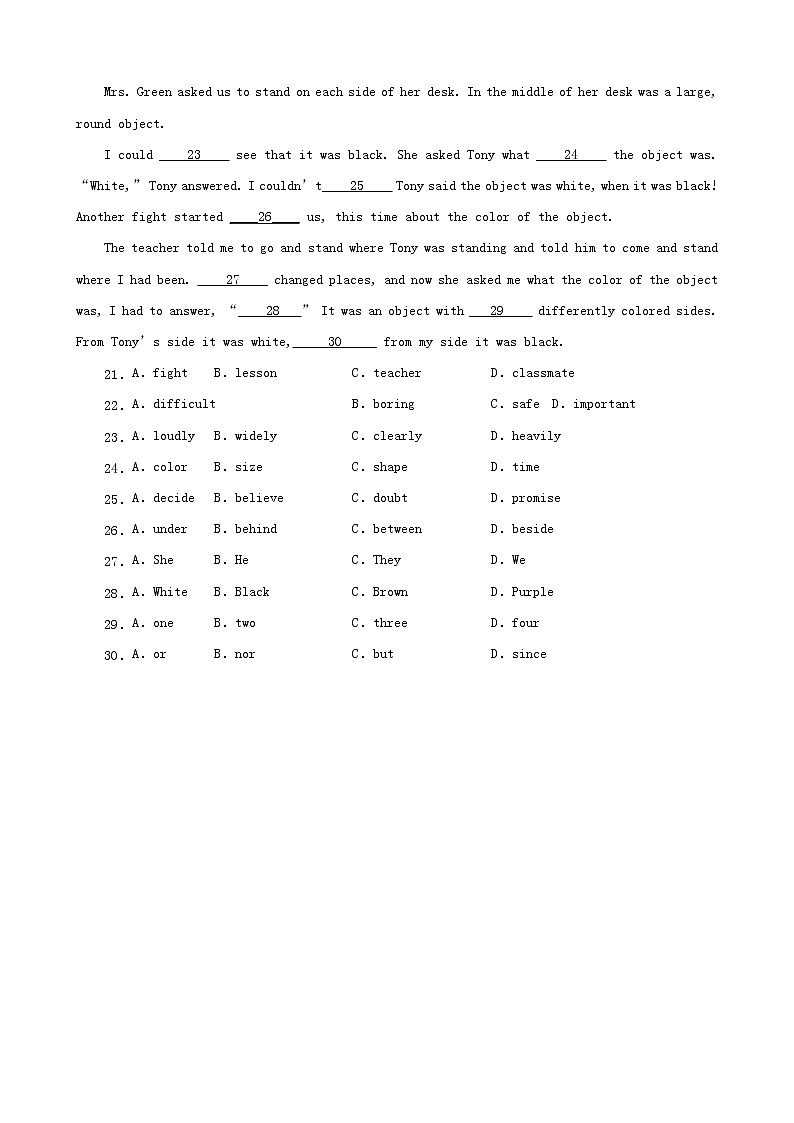 云南省卷三年（2020-2022）中考英语真题分题型分层汇编-02完形填空03