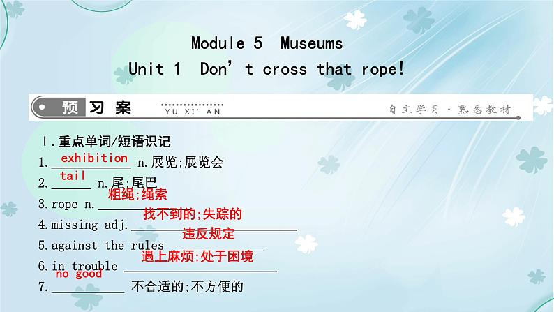 英语外研版九年级上册同步教学课件module5Unit1 Don’t cross that rope第1页