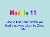 英語(yǔ)外研版九年級(jí)上冊(cè)同步教學(xué)課件module 11 unit 2 the photo which we liked best was taken by zhao min