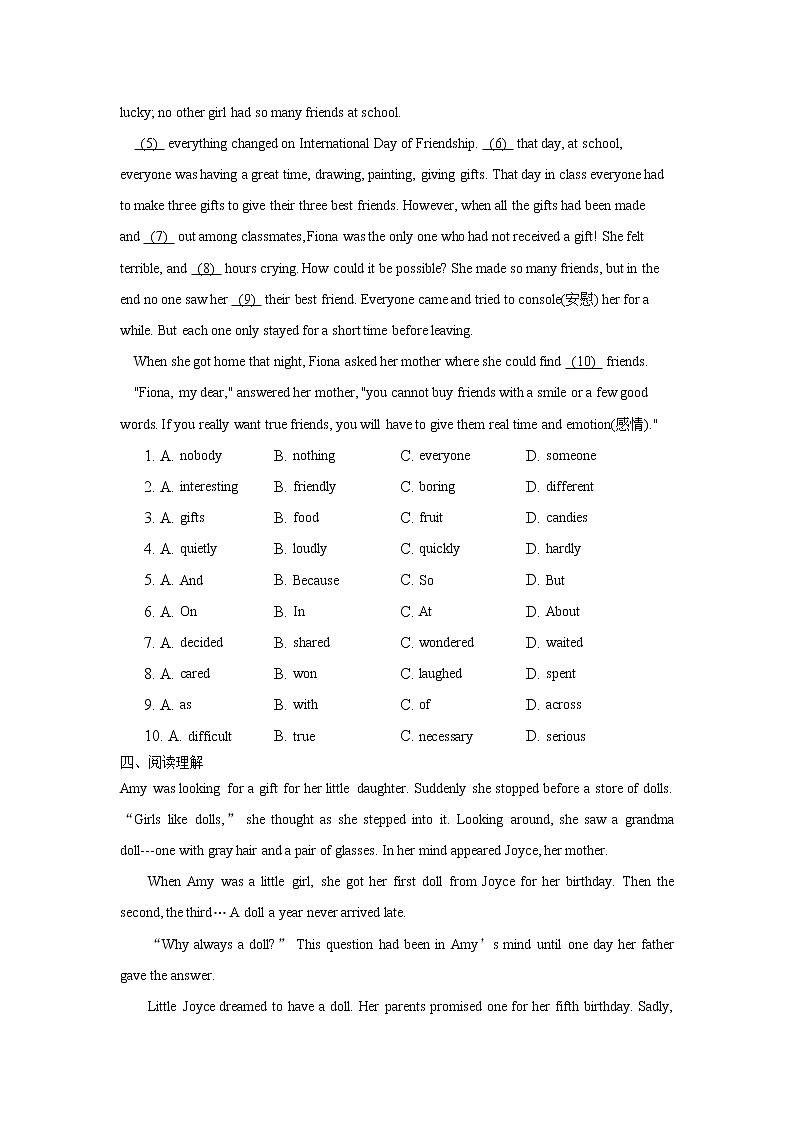 Unit 3 Section A (2a-2d)课时练 2022-2023学年人教版英语八年级上册(含答案)02