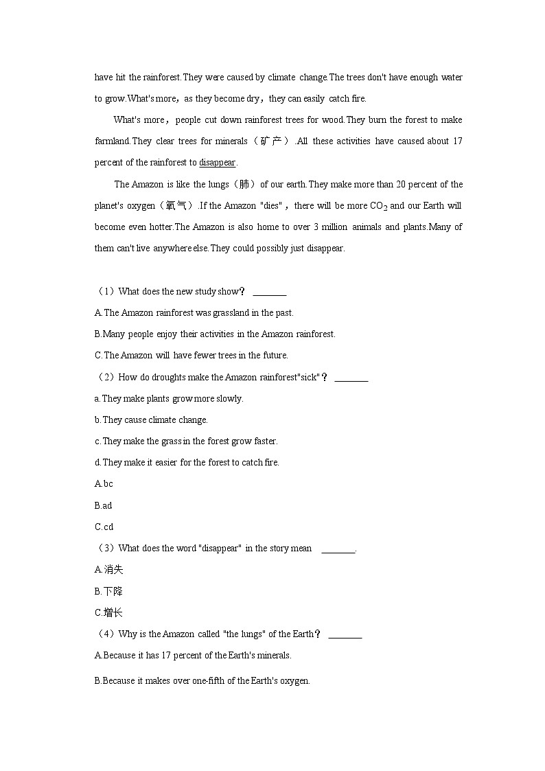 湖南省长沙市中雅培粹学校2022-2023学年九年级上学期入学英语试卷（含答案）03