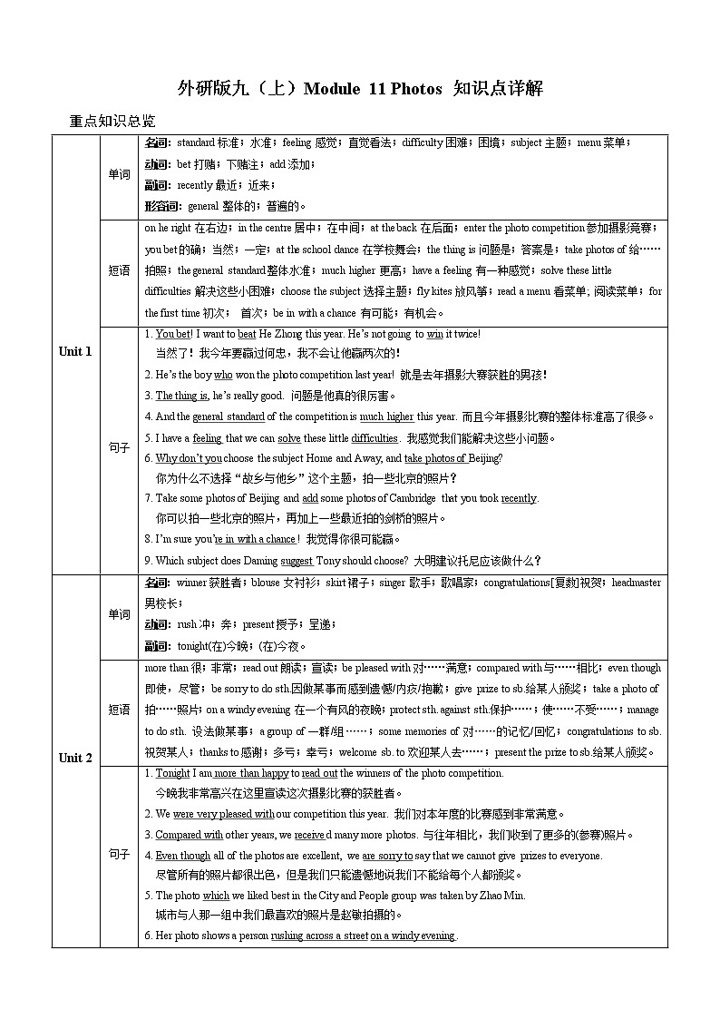 Module 11 Unit 1知识点详解--2022--2023学年外研版九年级英语上册01