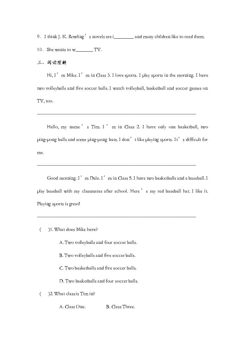 Unit 5 Section B 2a-2c同步练习2022-2023学年人教版英语七年级上册(含答案)02