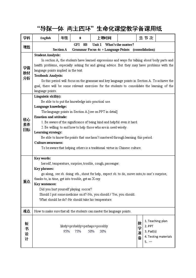 Unit 1 Section A Grammar Focus-4c + Language Points  教案-2021-2022学年人教版八年级英语下册第1页