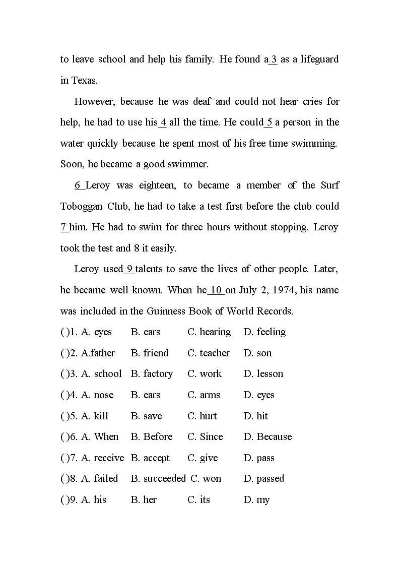 Unit2  My Favourite School Subject Lesson8 同步练习2022-2023学年冀教版八年级英语上册(含答案)03