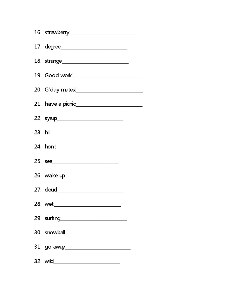 Unit6单词检测2021-2022学年冀教版英语七年级下册(含答案)02