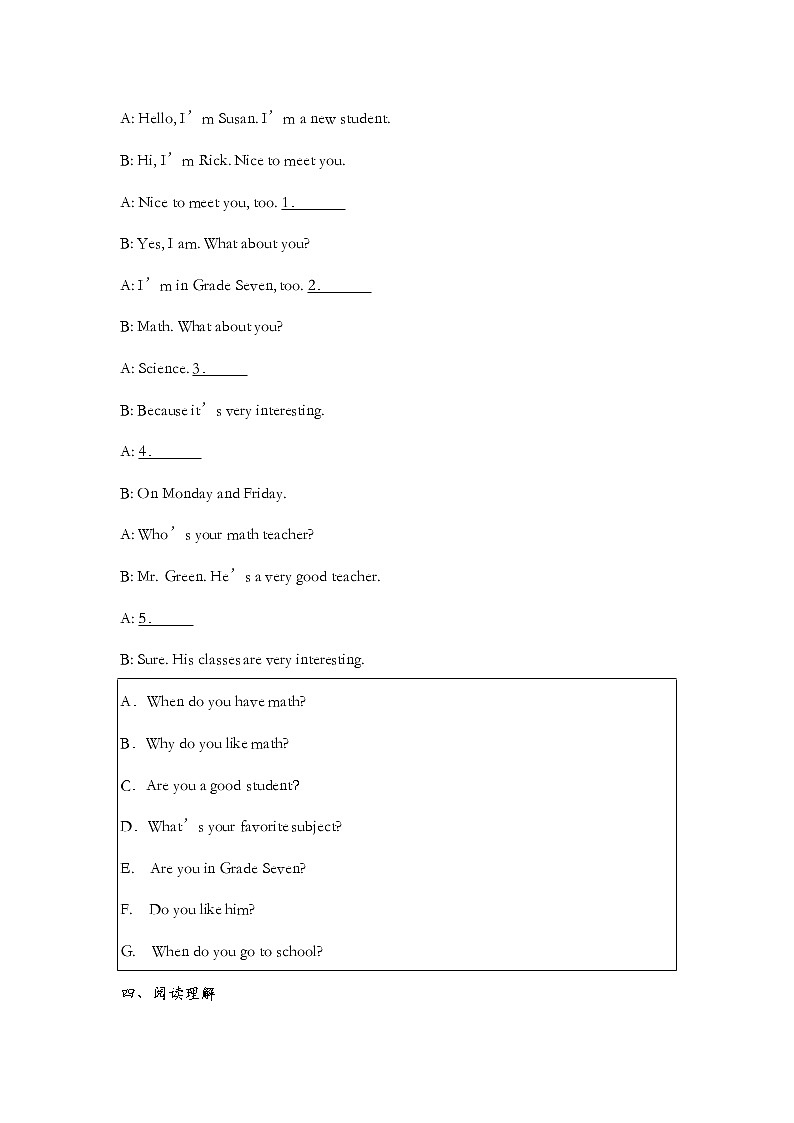 Unit 9 Section B  2a－2c 同步练习 2022-2023学年人教版英语七年级上册(含答案)02