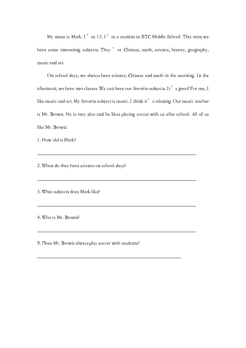 Unit 9 Section B  2a－2c 同步练习 2022-2023学年人教版英语七年级上册(含答案)03