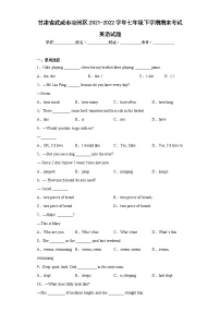 甘肃省武威市凉州区2021-2022学年七年级下学期期末考试英语试题(含答案)