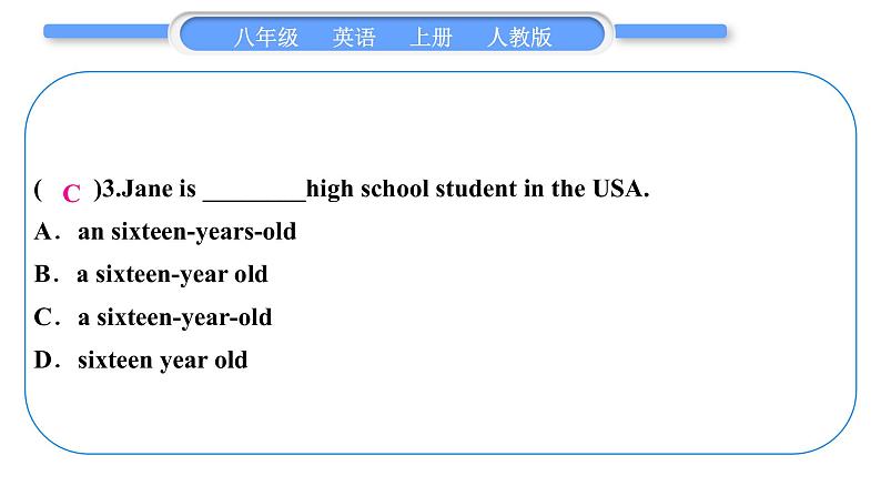 人教版八年级英语上Unit 2　How often do you exercise第5课时　Section B (3a－4)习题课件第5页