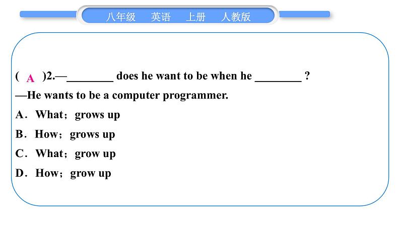 人教版八年级英语上Unit 6　I 'm going to study computer science第1课时　Section A (1a－2d)习题课件第7页