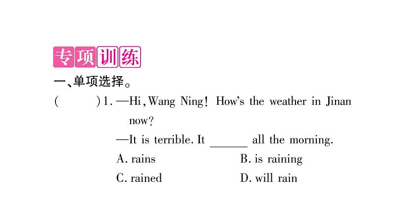 人教版九年级英语下知识专项训练9 动词的时态和语态习题课件第2页