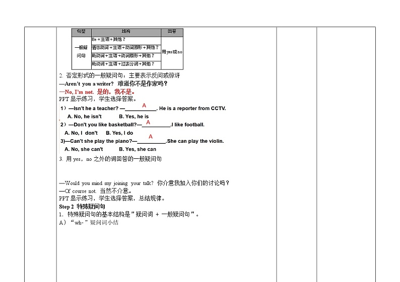 中考复习专项——疑问句 教案第2页