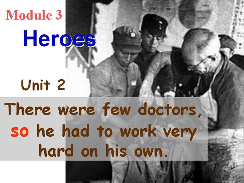 Module 3 Heroes Unit 2 There were few doctors, so he had to work very hard on his own 课件01