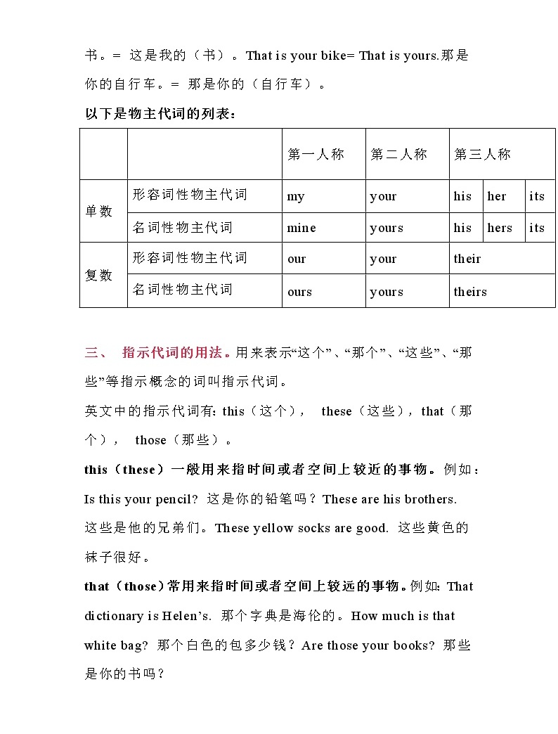 中考英语人称代词、物主代词和指示代词的用法-教习网|课件下载