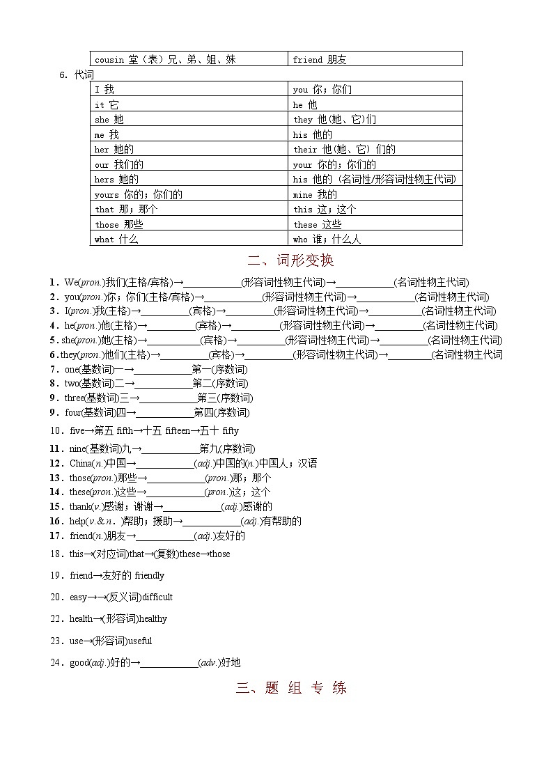 专题01 重点词汇及专练-2022-2023学年七年级英语上学期期中考点大串讲（人教版）（解析版）第2页