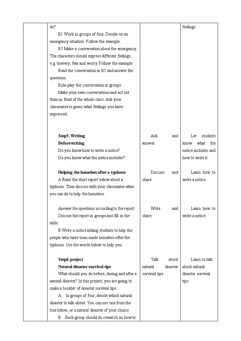 牛津深圳版 九下Module 2 Unit 4 Natural disasters Period 5 Speaking & Writing & Project 课件+教案+导学案02