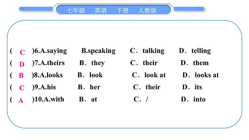 人教版七年级英语下Unit7Section A　阅读能力提升习题课件05