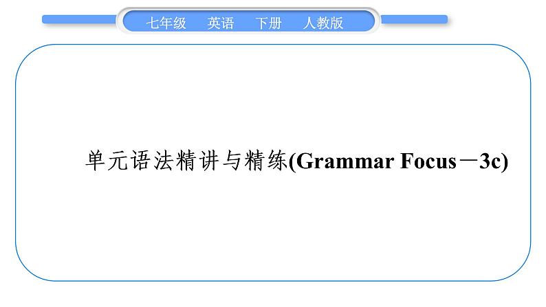 人教版七年级英语下Unit8单元语法精讲与精练(GrammarFocus－3c)习题课件第1页