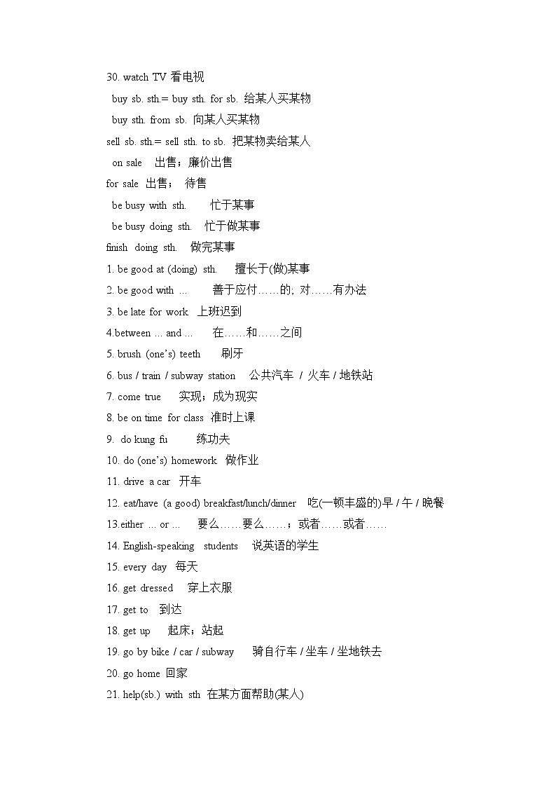 2023年初中英语中考复习常用短语第3页