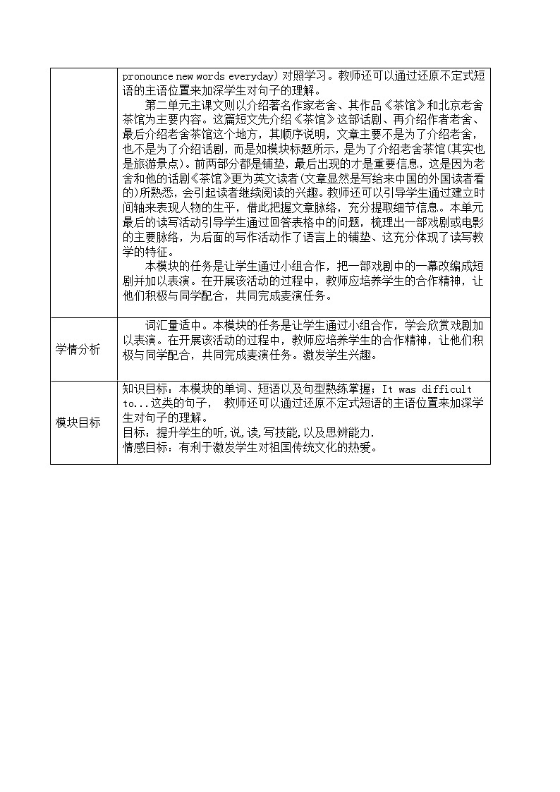 外研版初中英语八年级上册《Module 5》模块教学设计（含课时设计）第2页