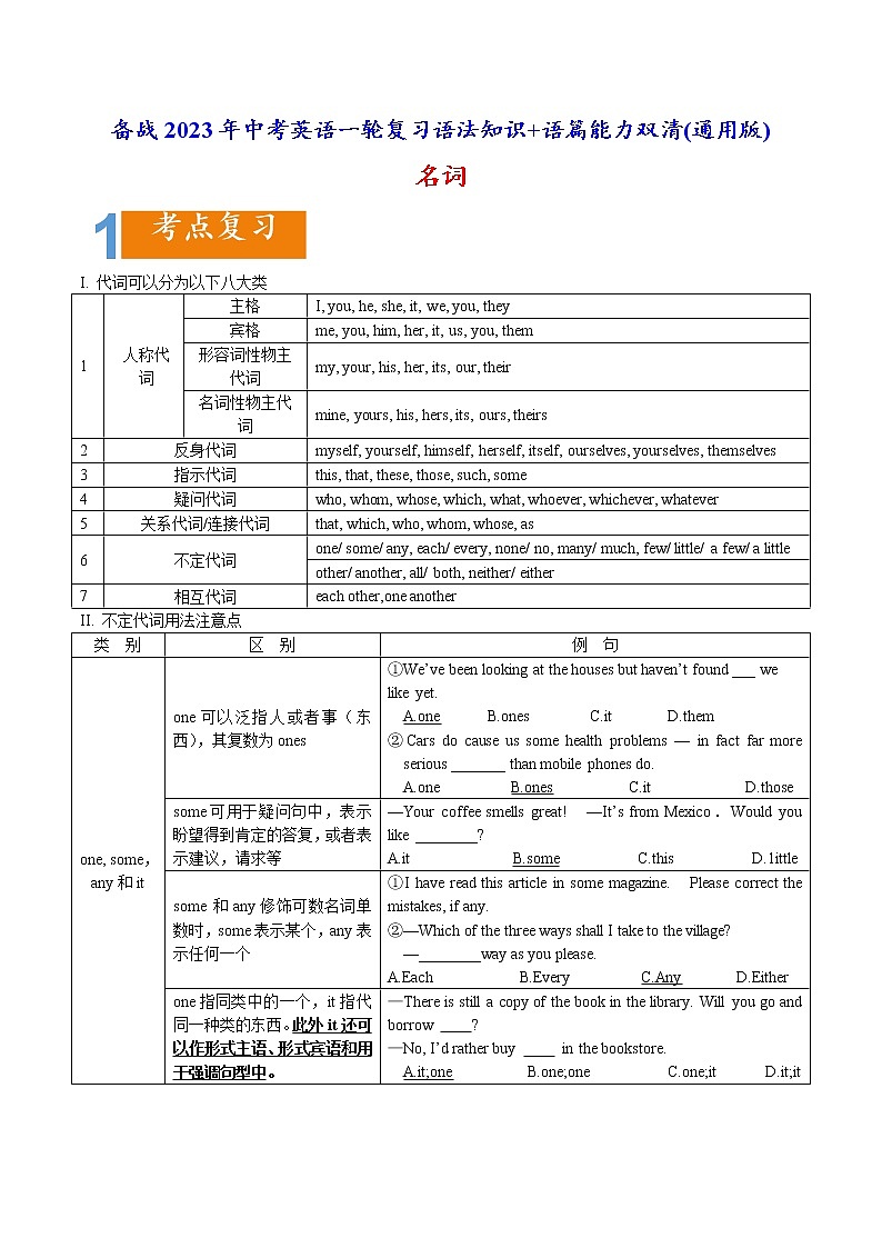 1.03 代词(含PPT)-备战2023年中考英语一轮复习语法知识+语篇能力双清(通用版)01