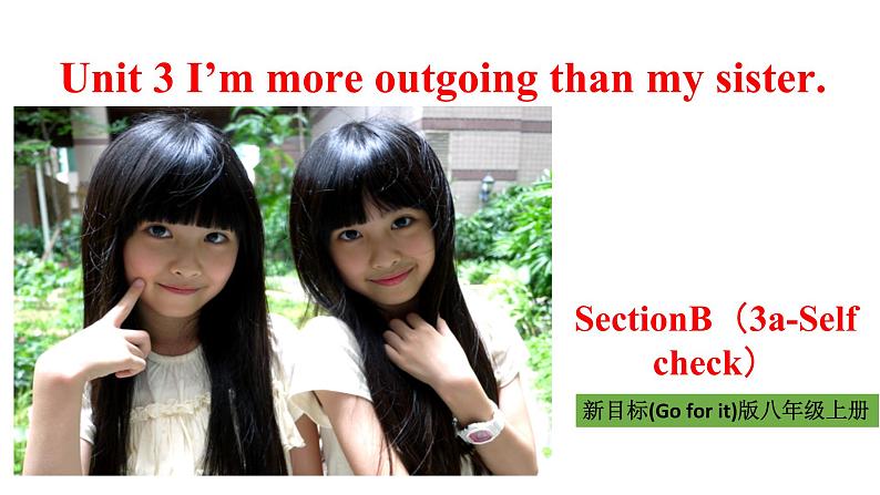 人教新目标八年级英语上册--Unit3 I’m more outgoing than my sister.SectionB (3a-Self check) 课件+音视频01