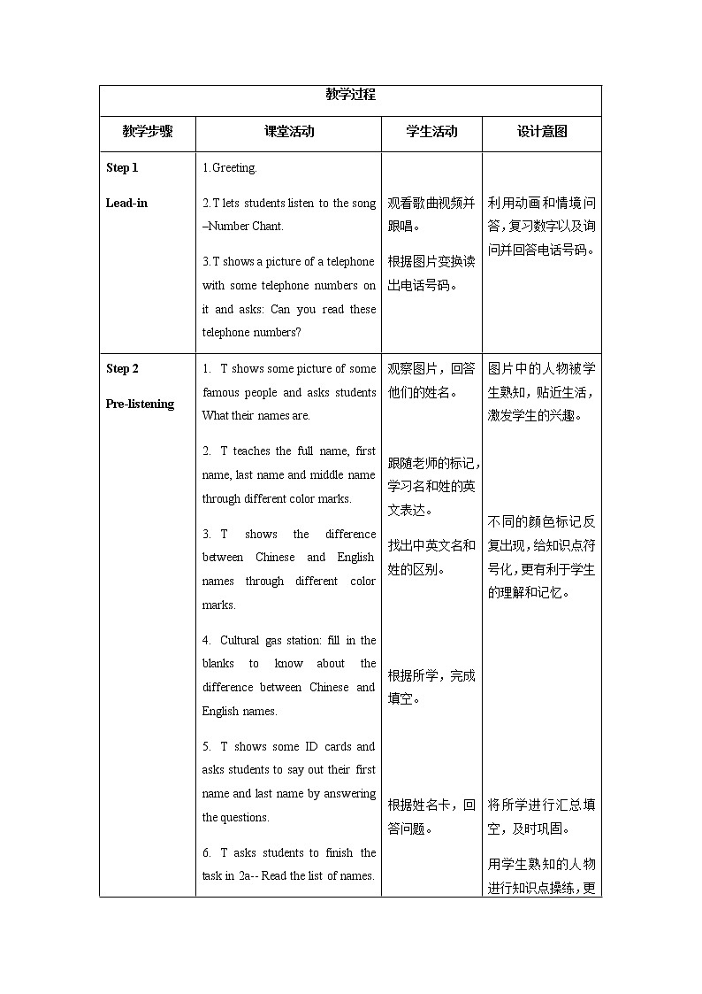 Unit 1 第4课时 (Section B 2a-2c) 教案-人教版英语七年级上册02