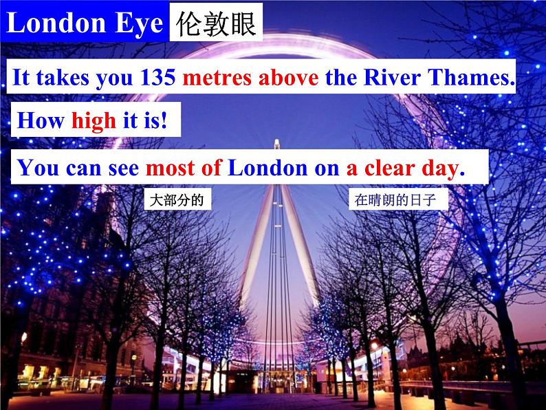 七年级下册 Module 6 Around town Unit 2 The London Eye is on your right.课件07