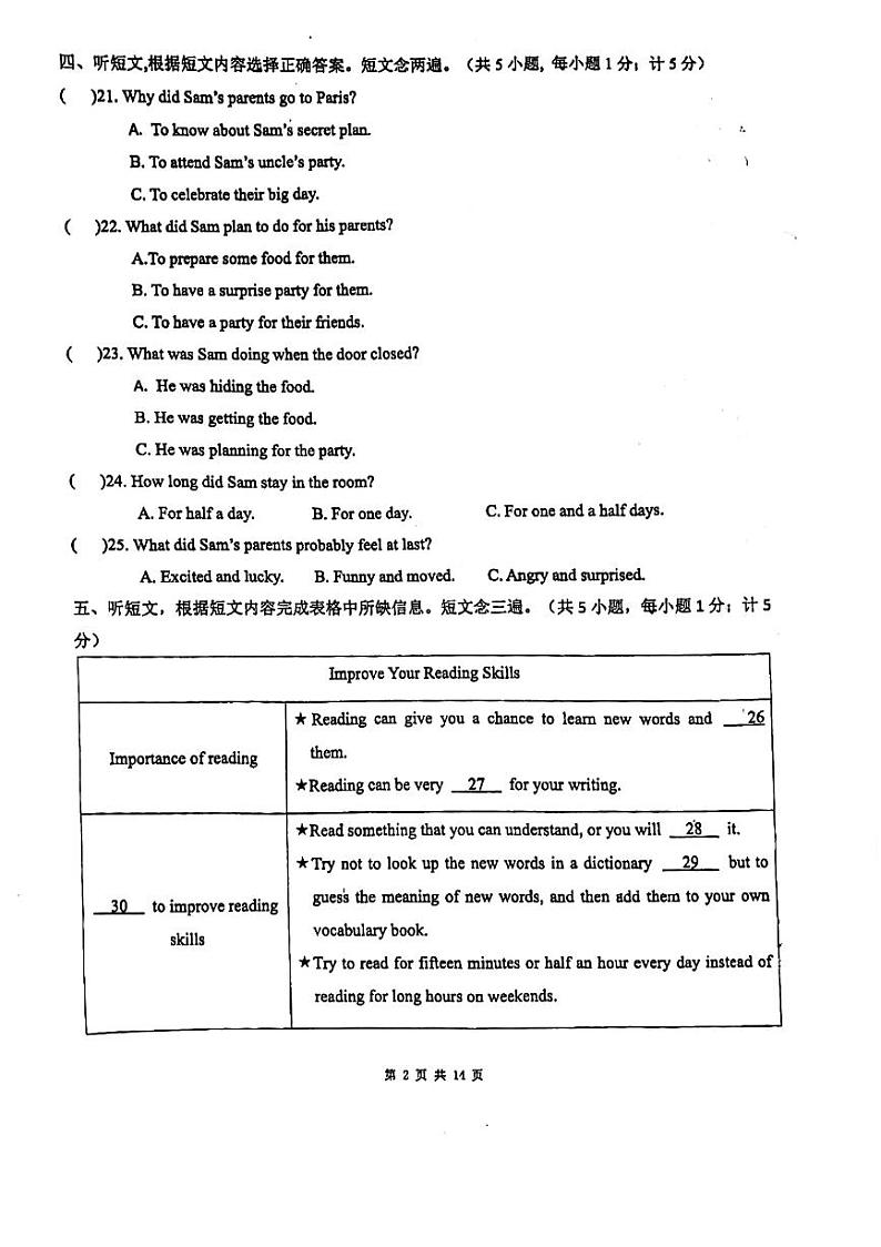 四川省成都市冠城中学2022-2023学年九年级上学期期中英语试卷第2页