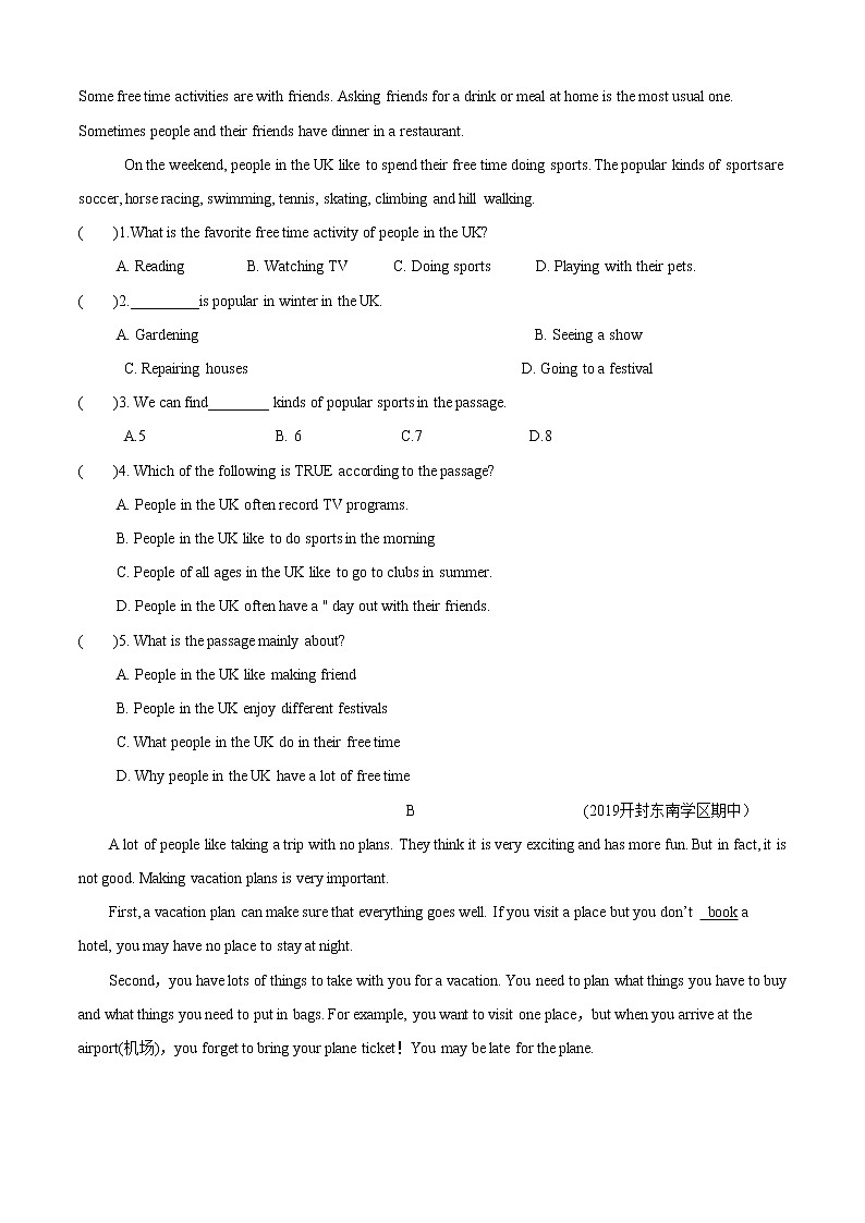 Unit 3 Topic 1 What 's your hobby（B卷提升篇）（原卷版）第3页