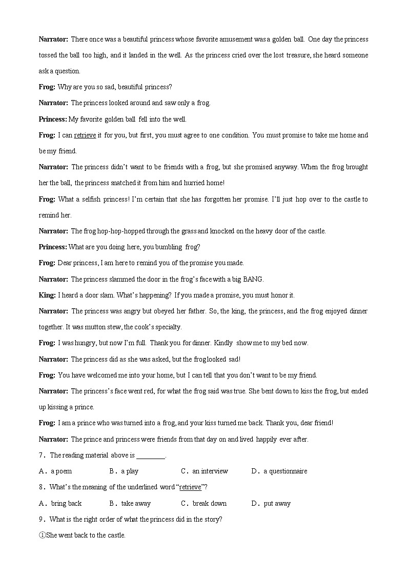 【同步练习】译林版初三英语上册 Unit7 单元话题阅读理解训练第3页