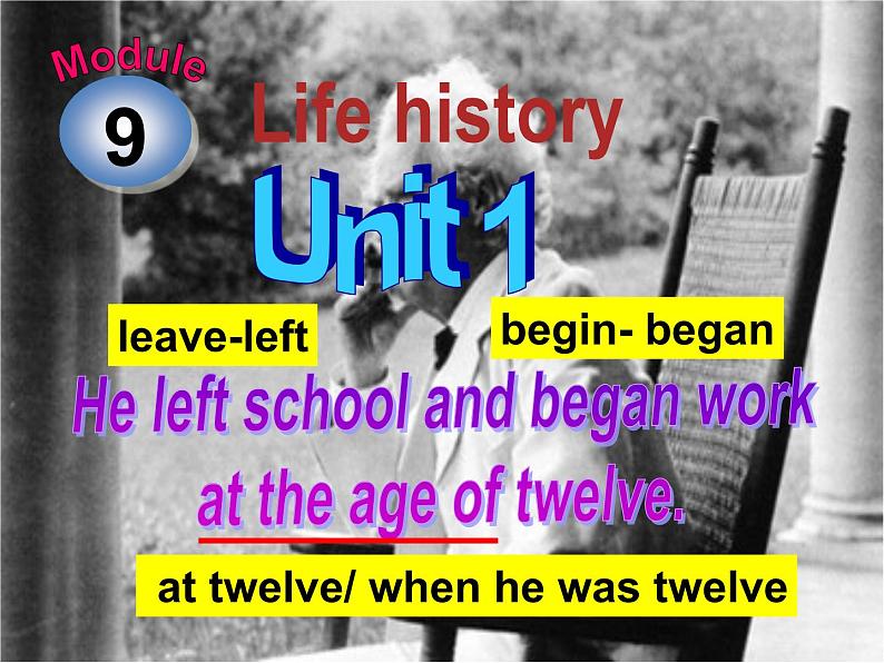 七年级下册Module 9 Life history Unit 1 He left school and began work at the age of twelve.课件第8页