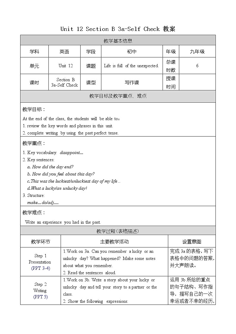 Unit 12 Section B 3a-Self Check 课件+教案01