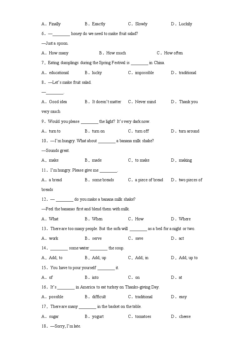 专题04 单项选择100道（知识点全覆盖）-八年级英语上学期期末复习查缺补漏冲刺满分 (人教版)03