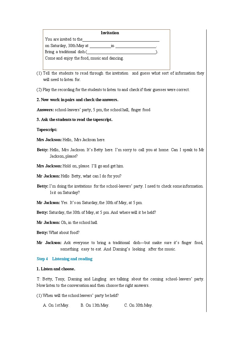 Module 6 Unit 1 When is the school-leavers’ party（课件+教案+练习）03