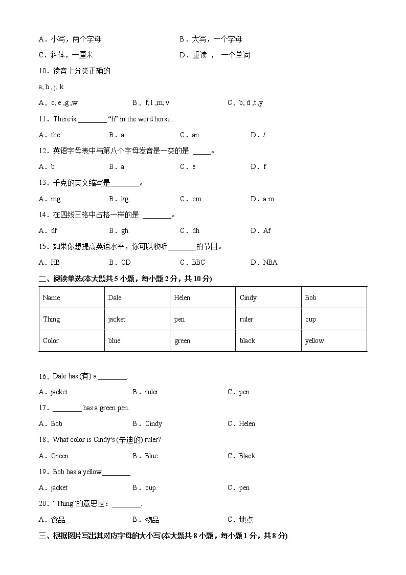 Starter Unit 1 易错综合练习-2022-2023学年七年级英语上册单元重难点易错题精练（人教版）第2页