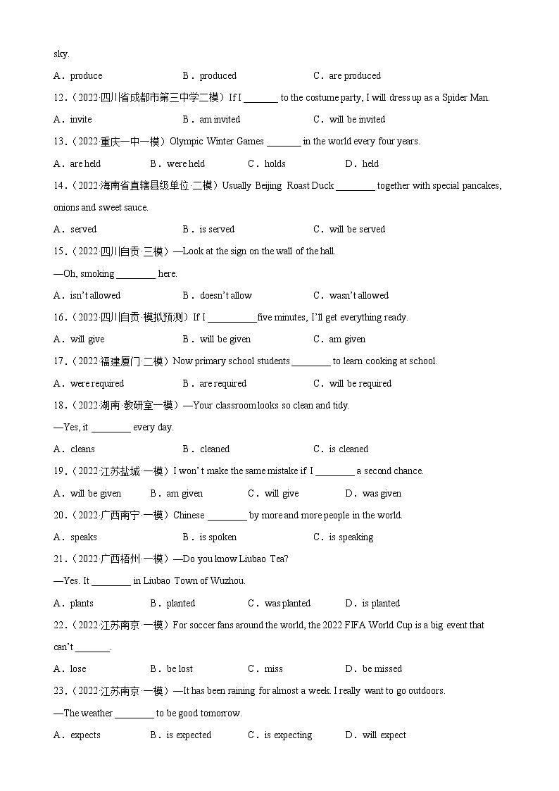 Unit 5 Grammar重点语法： 一般现在时的被动语态-2022-2023学年九年级英语全一册单元重难点易错题精练（人教版）02