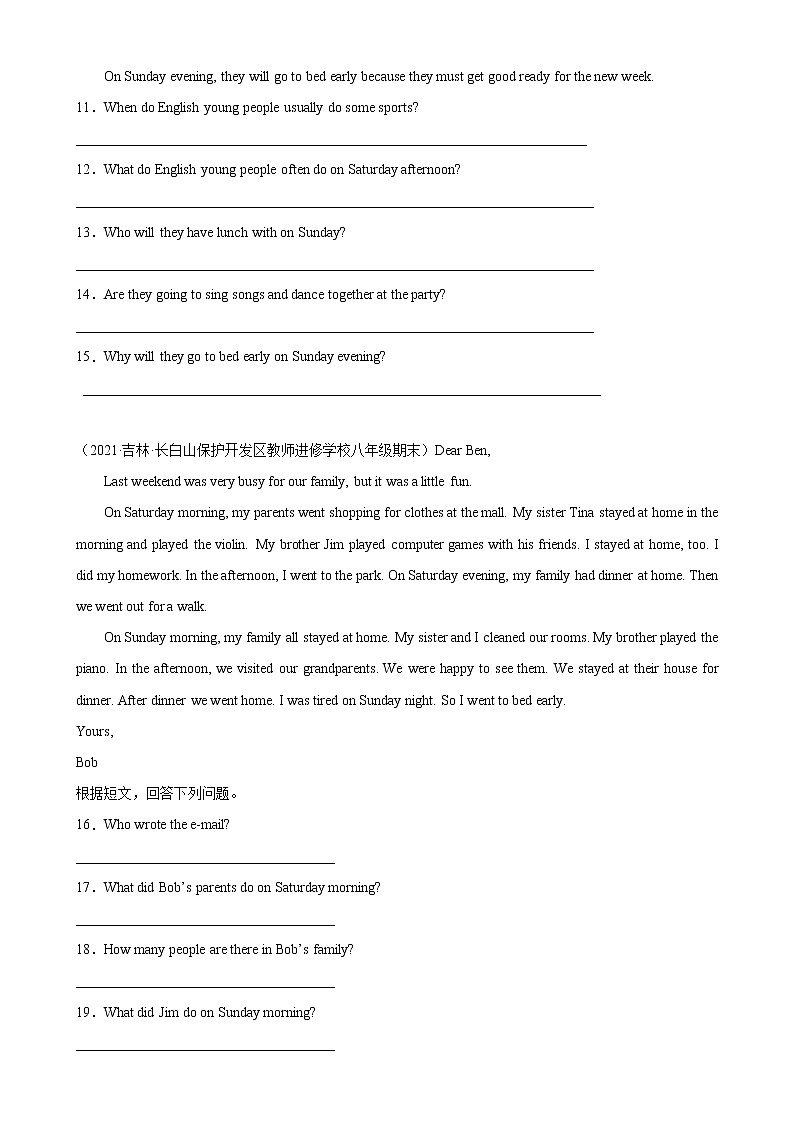 Unit 2 单元话题任务型阅读练习-2022-2023学年八年级英语上册单元重难点易错题精练（人教版）03