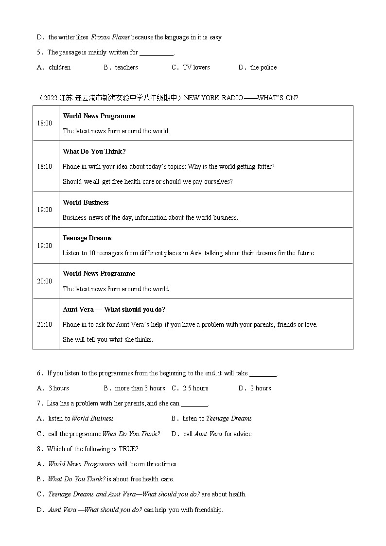 Unit 4 单元话题阅读理解专项练习-2022-2023学年八年级英语上册单元重难点易错题精练（人教版）02