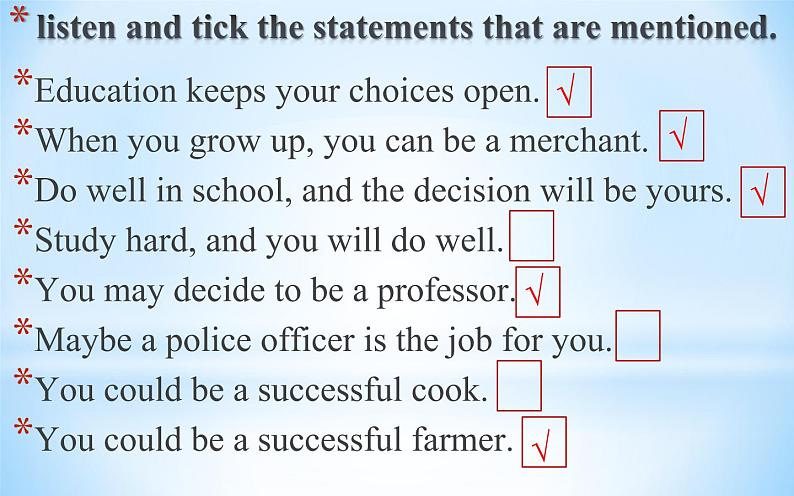 Unit 10Lesson59 Keep Your Choices Open课件2022-2023学年冀教版英语九年级全一册07