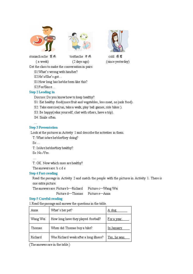 Module 4 Seeing the doctor Unit 2 We have played football for a year now（课件+教案+练习）02