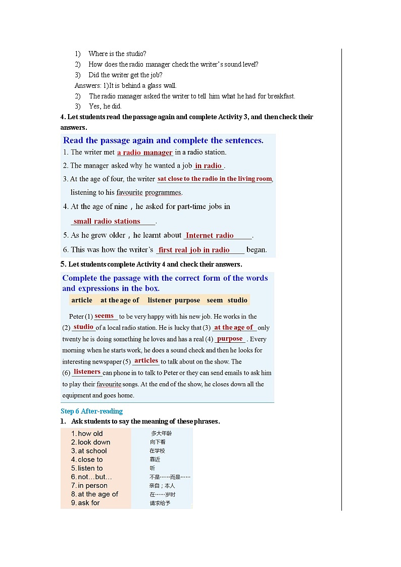 Module 10 On the radio Unit 2 It seemed that they were speaking to me in person（课件+教案+练习）03