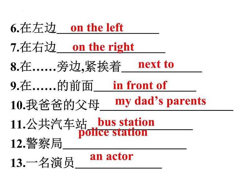 期末重点短语复习课件2022-2023学年外研版英语七年级上册05